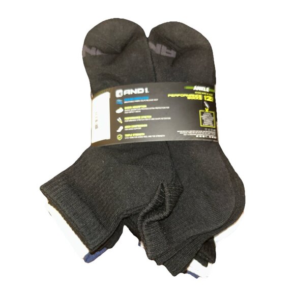 AND1 - 12 Pair Ankle Socks-Proplatinum Performance Multi Color Package - Picture 2 of 3